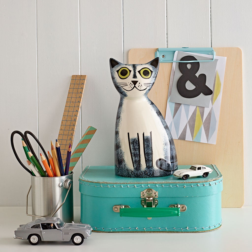 Handmade Ceramic Cat Money Box, Retro Hannah Turner Design - Etsy