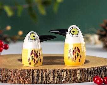 手作り陶器製トゥーカン型塩コショウ入れ - レトロなキッチン