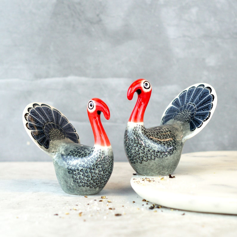 Handmade Ceramic Turkey Salt and Pepper Shakers Designed in Etsy