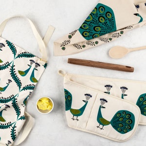 Peacock Cotton Apron by Hannah Turner