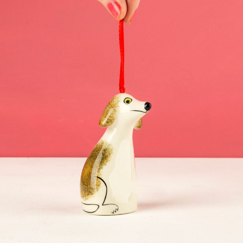 Handmade Ceramic Dog Festive Decoration image 1