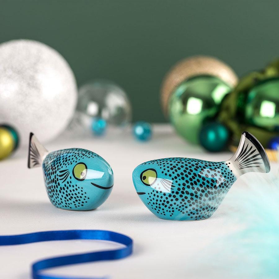 Handmade Ceramic Fish Salt and Pepper Shakers, Hannah Turner Gift