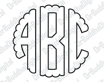 Sale Outlined Scalloped Circle Monogram Font Svg Collection Alphabet Dxf Letter Clipart Svg Files For Silhouette Cameo Or Cricut 41048 Free Modern Fonts High Quality For Design Your Projects