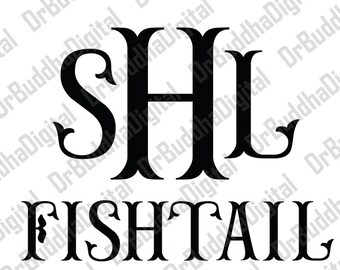 Sale! Fishtail Monogram Font SVG Collection - Fishtail Alphabet DXF - Mermaid Monogram Clipart - File for Silhouette Cameo or Cricut