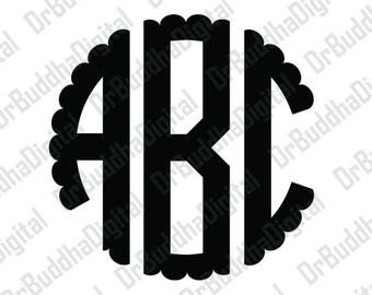 Sale! Scalloped Circle Monogram Font SVG Collection - Circle Alphabet DXF - Letter Clipart - SVG Files for Silhouette Cameo or Cricut