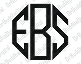 Sale! Octagon Monogram Font SVG Collection - Octagonal Monogram Alphabet DXF - Monogram Letter - File for Silhouette Cameo or Cricut