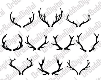 Sale! Deer Antler SVG Collection - Deer Horn DXF - Antler Clipart - SVG Files for Silhouette Cameo or Cricut