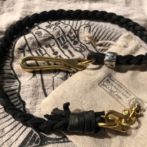 Cadena de billetera trenzada (cadena de billetera de cuero trenzado) CBW#negro