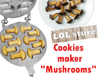 Mushroom cookies maker, vintage mushroom molds, soviet metal cookie press, soviet molds, mushroom biscuits, USSR mushroom maker, cones molds