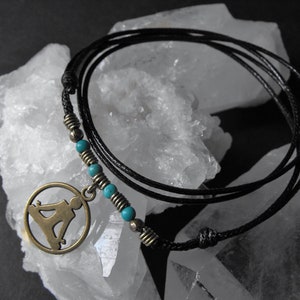Turquoise Meditation Cord Necklace, Adjustable