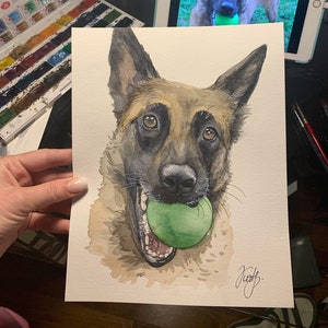 Original Hand Painted Watercolor of your fur baby Perfect gift for pet lover. USA seller image 4