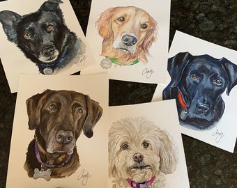 Made to order Custom pet portraits from photo hand-made watercolor, perfect gift for pet lover! USA seller.