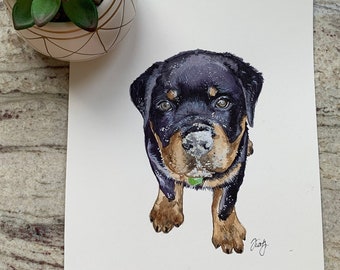 Custom hand painted pet portrait watercolor from photo