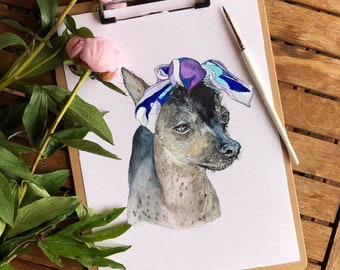 Hand-painted watercolor  dog cat any pet portrait from your photo. Perfect Gift for Pet Lovers. USA Seller