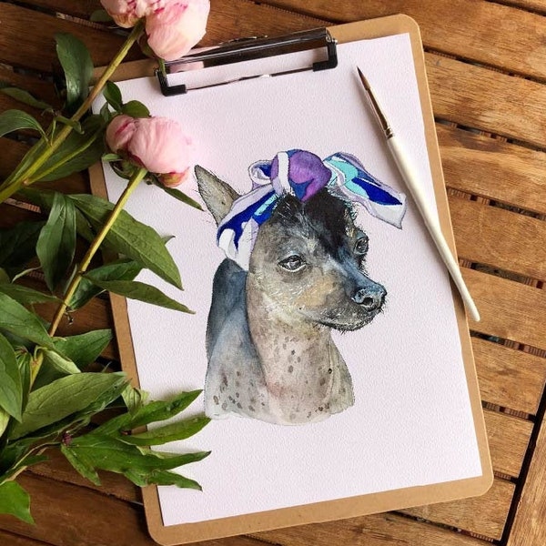 Hand-painted watercolor  dog cat any pet portrait from your photo. Perfect Gift for Pet Lovers. USA Seller