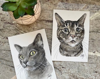 Hand-painted watercolor  dog cat  any pet portrait from your photo