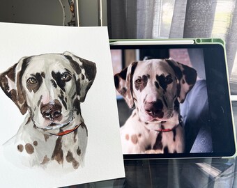 Made to order Custom pet portraits from photo hand-made watercolor, perfect gift for pet lover!