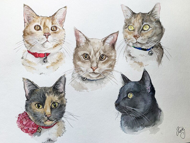 Hand-painted watercolor dog cat any pet portrait from your photo. Perfect Gift for Pet Lovers. USA Seller image 3