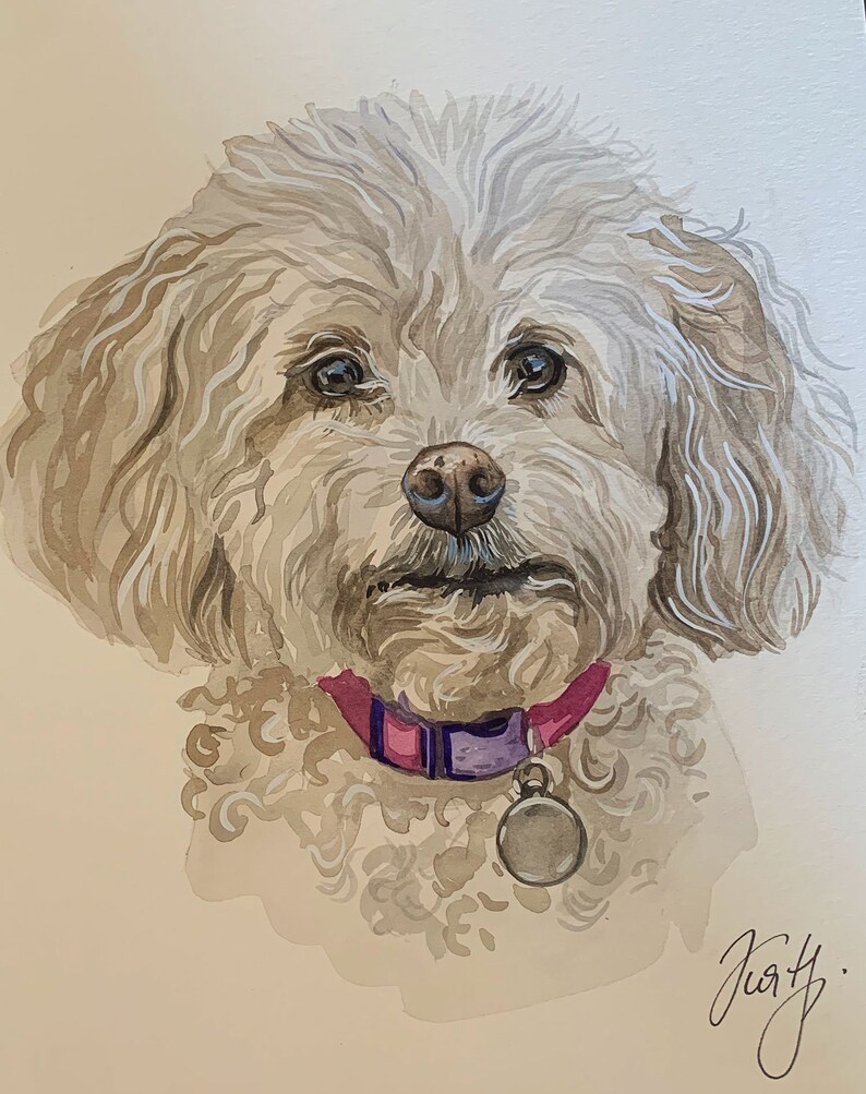 Original Hand Painted Watercolor of your fur baby Perfect gift for pet lover. USA seller image 3