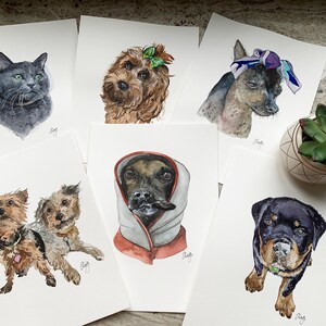 Made to order Custom pet portraits from photo hand-made watercolor, perfect gift for pet lover USA seller. image 3