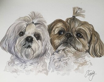 Original Hand Painted Watercolor of your fur baby! Perfect gift for pet lover. USA seller