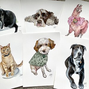 Made to order Custom pet portraits from photo hand-made watercolor, perfect gift for pet lover USA seller. Bild 4