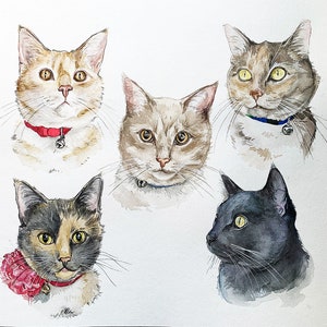 Made to order Custom pet portraits from photo hand-made watercolor, perfect gift for pet lover USA seller. Bild 5