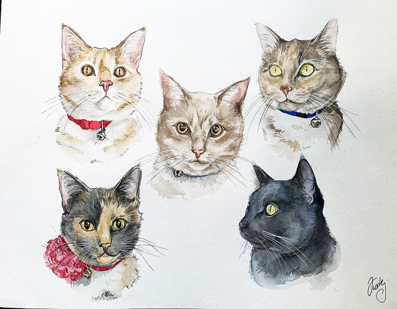 Made to order Custom pet portraits from photo hand-made watercolor, perfect gift for pet lover USA seller. image 5