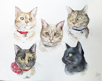 Hand painted original watercolor of your pet from photo. Dog, cat, horse etc. Perfect gift for Pet Lover. USA seller.