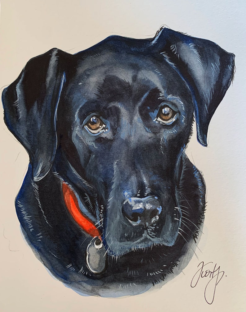 Original Hand Painted Watercolor of your fur baby Perfect gift for pet lover. USA seller image 2