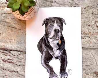 Personalized gift original watercolor of your pet from photo. Dog cat horse painting