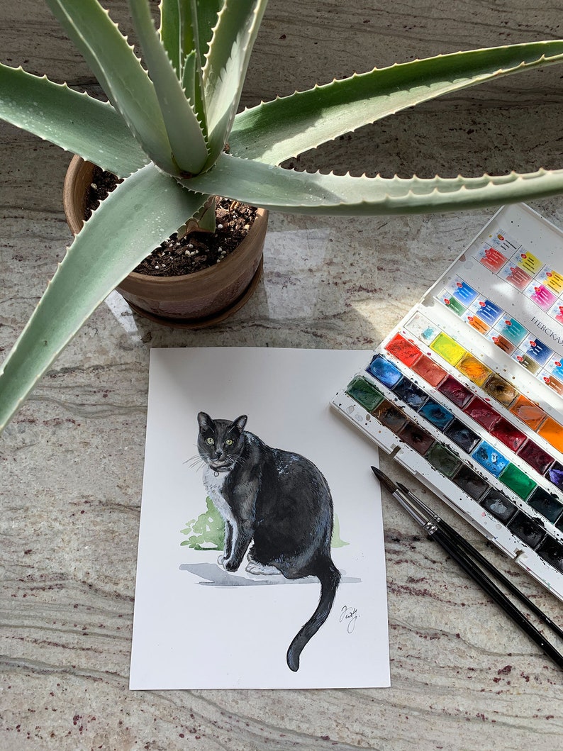 Hand-painted watercolor dog cat any pet portrait from your photo. Perfect Gift for Pet Lovers. USA Seller image 2