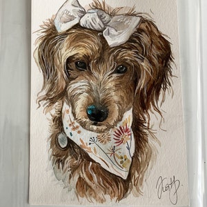 Made to order Custom pet portraits from photo hand-made watercolor, perfect gift for pet lover USA seller. image 2