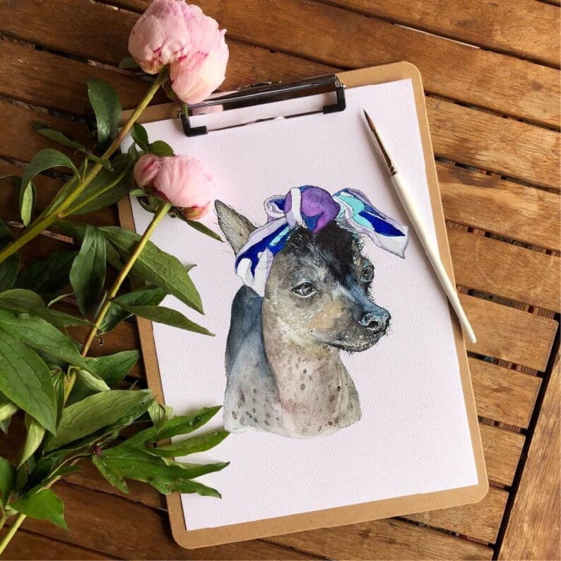 Hand-painted watercolor dog cat any pet portrait from your photo. Perfect Gift for Pet Lovers. USA Seller image 1