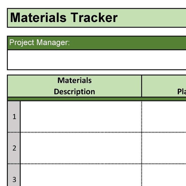 EXCEL Materials Tracker (CIS) download