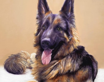 Exclusive original Artwork Print - German Shepherd pastel painting - digital download