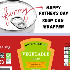 Vegetable Soup Can Label - Fathers Day - PDF instant digital download