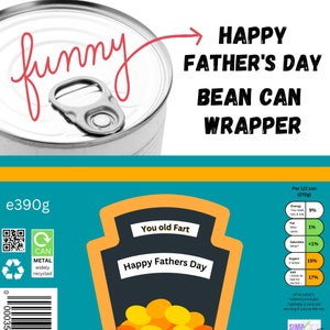 Etichetta per lattina di fagioli al forno - Festa del papà - Download digitale immediato in PDF