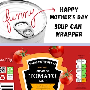 Tomato Soup Can Label - Mothers Day - PDF instant digital download
