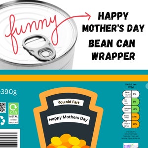 Etichetta per lattina di fagioli al forno - Festa della mamma - Download digitale immediato in PDF