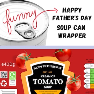 Tomato Soup Can Label - Fathers Day - PDF instant digital download