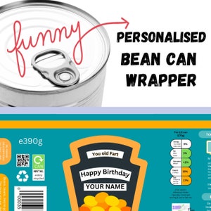 Etichetta personalizzata per lattina di fagioli al forno - download digitale PDF