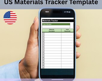 Materials Tracker US - EXCEL file instant digital download