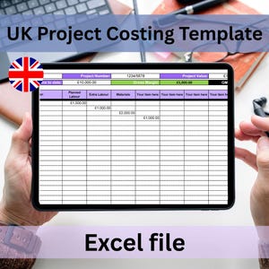 Project Costing template UK - EXCEL file instant digital download
