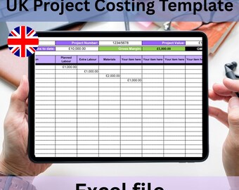 Project Costing template UK - EXCEL file instant digital download