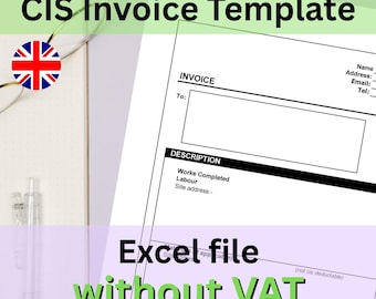 CIS invoice template (without vat) - EXCEL file instant digital download