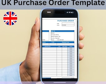 Purchase Order template (UK) - Excel file instant digital download