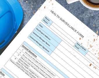 Health Surveillance Form template - WORD instant digital download