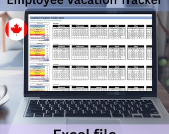 Employee Vacation/Leave Tracker (Canada) 2026 - Excel file instant digital download