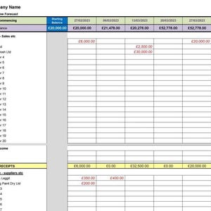 Cash Flow Forecast for small to medium business - EXCEL digital download image 2